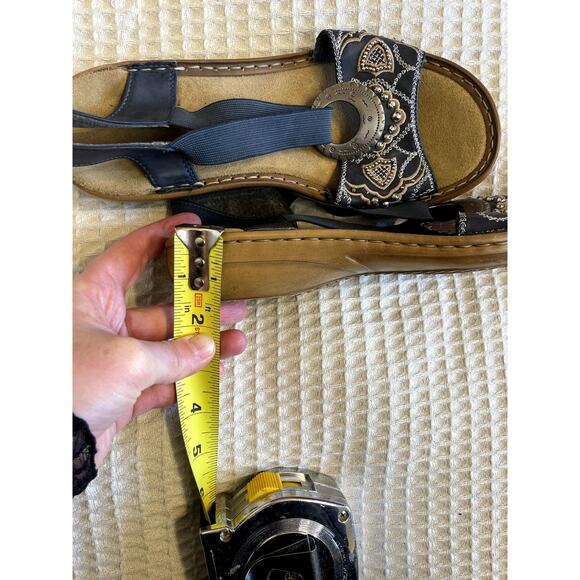 Riker Navy Boho Blue Beaded Detail Regina Heeled Sling Back Comfort Sandals S 39 - Picture 4 of 8